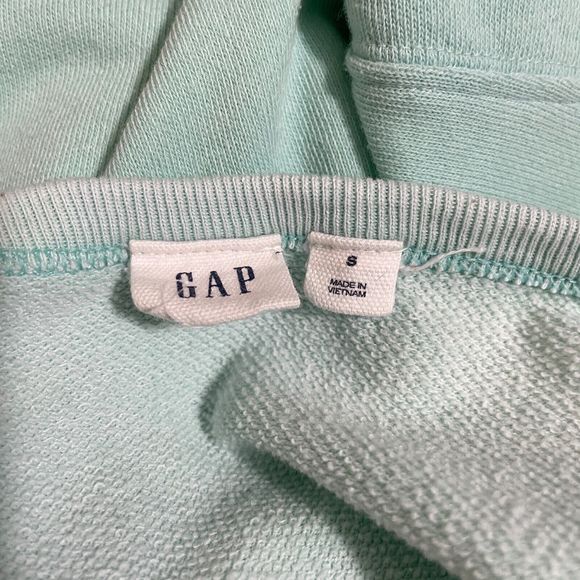 GAP Upcycled DIY Bleach Dyed Snowflake Mint Green Sweatshirt Top Womens Small - Picture 8 of 8